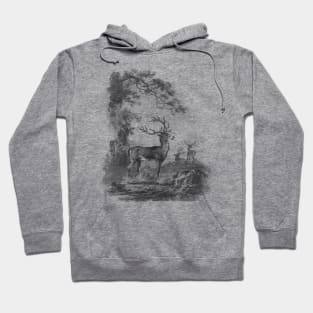 Deer in The Forest Vintage Print Hoodie